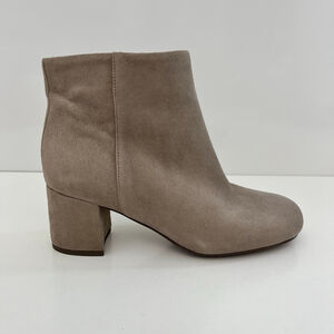 Vionic Sibley Suede Ankle Boot Taupe Comfort Arch Support Side Zip 6 NWOT